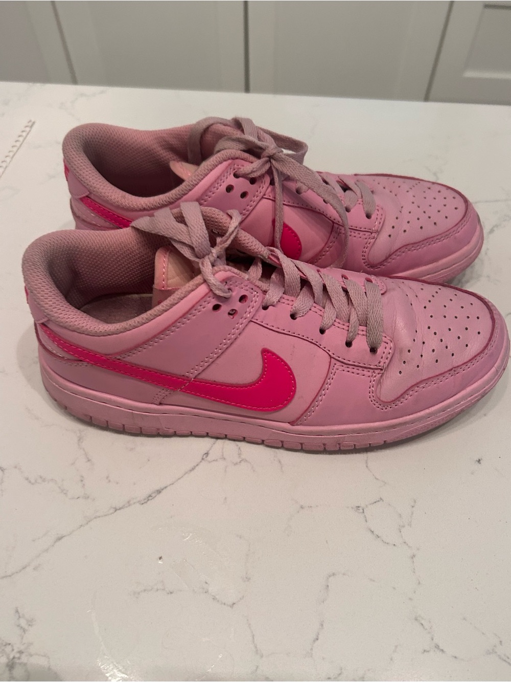 Nike Pink Low-Top Sneakers with Bright Pink Swoosh